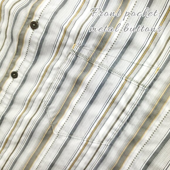 KUHL Suncel Shirt Men's XL Button Up Short Sleeve Striped Hiking Metal Buttons - Picture 6 of 11